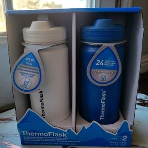 Thermoflask insulated stainless steel water bottles.